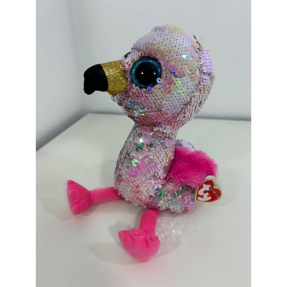 Ty Flippables Pinky Flamingo Beanie Babies Plush Toy Stuffed Animal Beanbag Kids - Picture 12 of 16